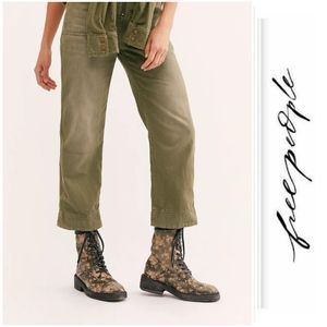 Floral Free People Distressed Combat Booties